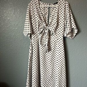 Boohoo Black and White Polka Dot Midi Dress